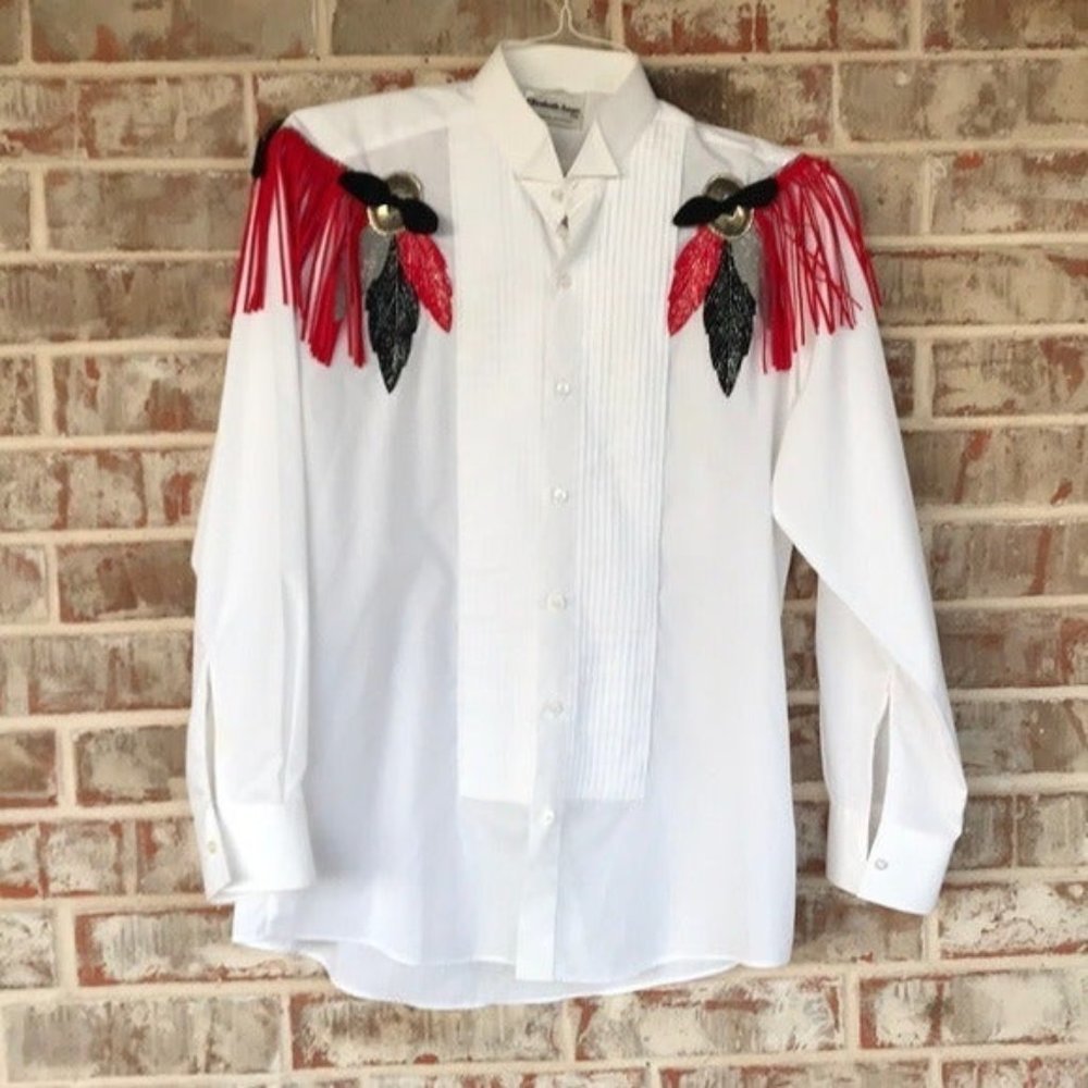 Elizabeth Anne Co. Fringed Western Shirt Sz M